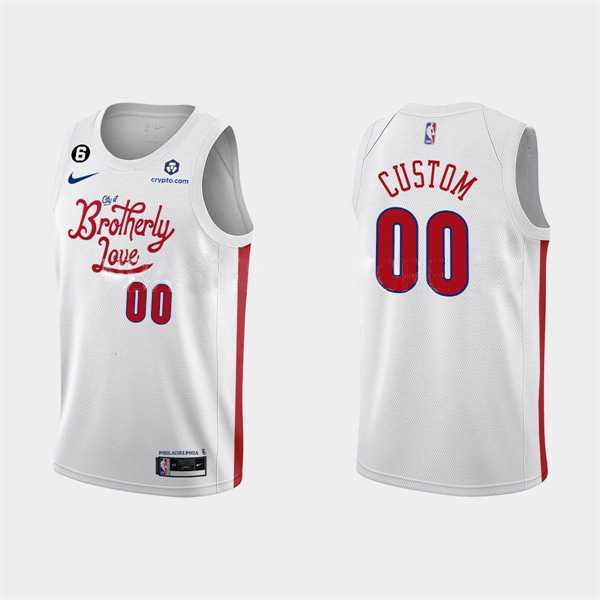 Mens Philadelphia 76ers Active Player Custom 2022-23 White City Edition Stitched Basketball Jersey